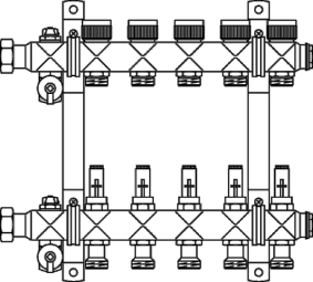 Oventrop Multidis SF 1" Гребенка из нержавеющей стали 11 контуров (С расходомерами), арт 1404361
